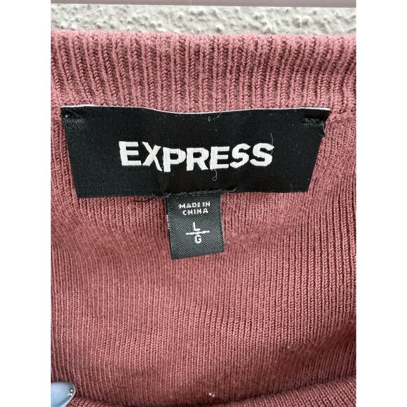 Express Womens Sweater Shirt Size Large Pink Long Sleeve Tie Detail Waist - Picture 4 of 10